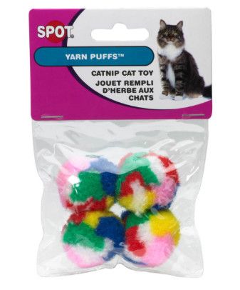 Ethical Pet Spot Kitty Yarn Puffs Cat Toy, 4-count