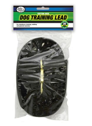Four Paws Cotton Web Training Dog Lead, Black, 20-ft