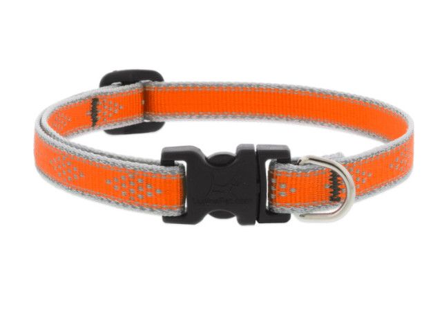 Lupine Pet High Lights Reflective Adjustable Dog Collar, Orange Diamond, 1/2-in x 6-9-in