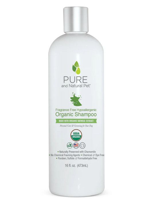 Pure and Natural Pet Fragrance Free Hypoallergenic Organic Dog Shampoo, 16-oz