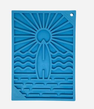 SodaPup eMat Surf's Up Design Enrichment Lick Mat Dog Slow Feeder, Blue, Small