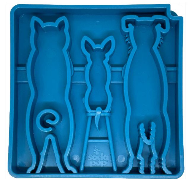 SodaPup eTray Waiting Dogs Design Enrichment Tray Dog Slow Feeder, Blue
