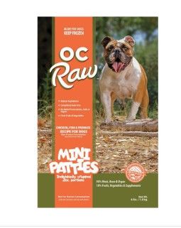 OC Raw Dog Chicken, Fish & Produce Sliders Raw Frozen Dog Food, 4-lb