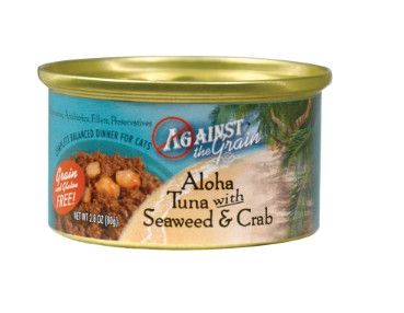 Against the Grain Aloha Tuna with Seaweed & Crab Wet Cat Food Can, 2.8-oz