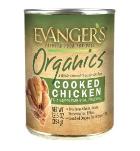 Evanger's Organics Cooked Chicken Wet Dog Food Can, 12.5-oz