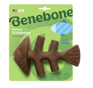 Benebone Fishbone Jack Salmon Flavor Dog Toy, Medium