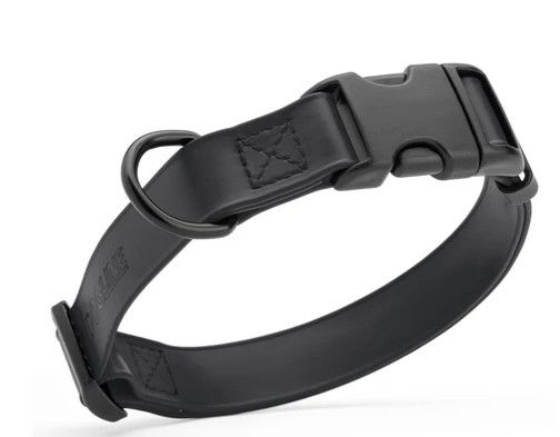 Dogline Biothane Waterproof Collar with Quick Release Buckle for Dogs, Black, 3/4-in x 12-19-in