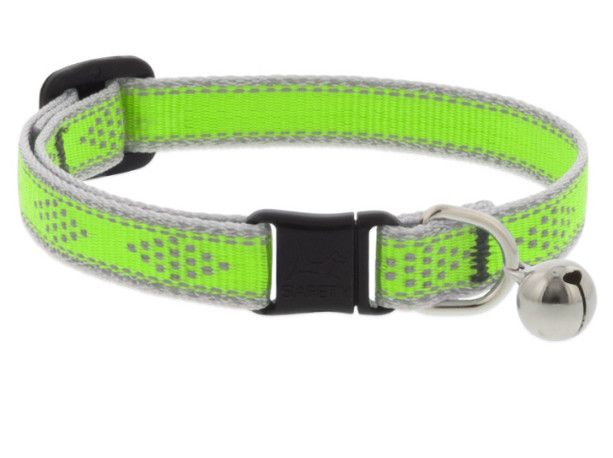 Lupine Pet High Lights Reflective Safety Collar with Bell for Cats, Green Diamond, 1/2-in x 8-12-in