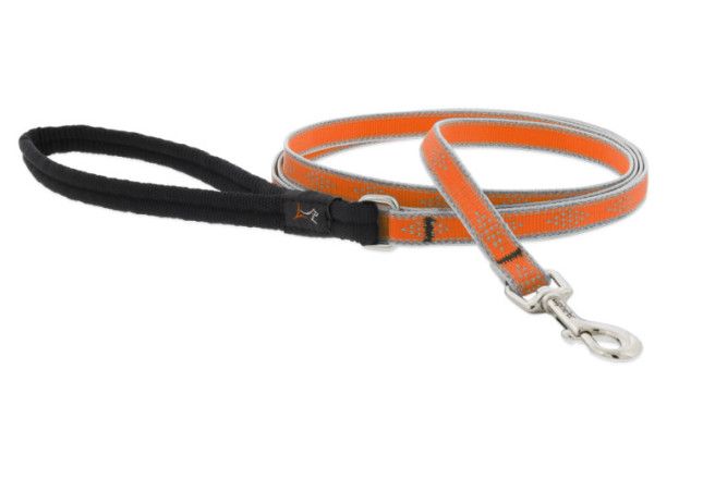 Lupine Pet High Lights Reflective Dog Leash, Orange Diamond, 1-in x 6-ft
