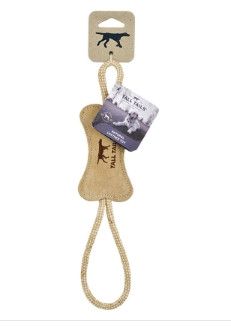 Tall Tails Natural Leather Bone Tug Dog Toy, 16-in