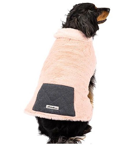 Petrageous Eddie Bauer Laurel Faux Fur Reversible Dog Jacket, Pink/Gray, Medium