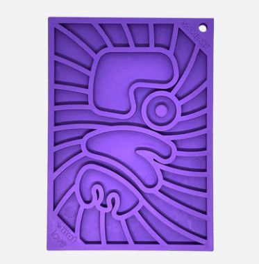 SodaPup eMat Groovy Love Design Enrichment Lick Mat Dog Slow Feeder, Purple, Small