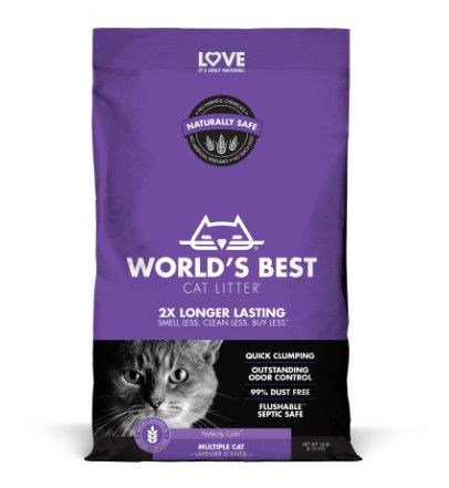 World's Best Multiple Cat Lavender Scented Clumping Cat Litter, 15-lb
