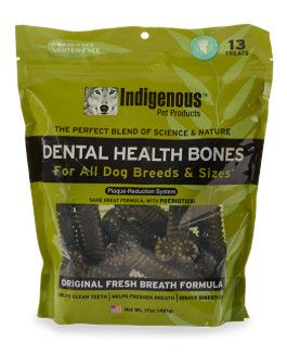 Indigenous Fresh Breath Formula Dental Bones Dog Treats, 13-count