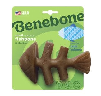 Benebone Fishbone Jack Salmon Flavor Dog Toy, Small