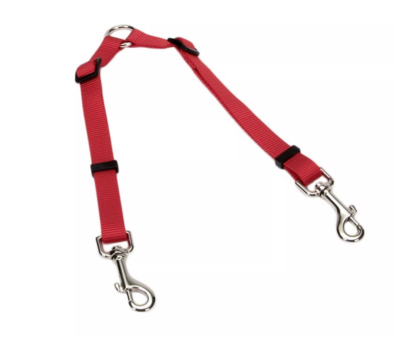 Coastal Adjustable 2 Dog Coupler, Red, 3/8-in x 18-24-in
