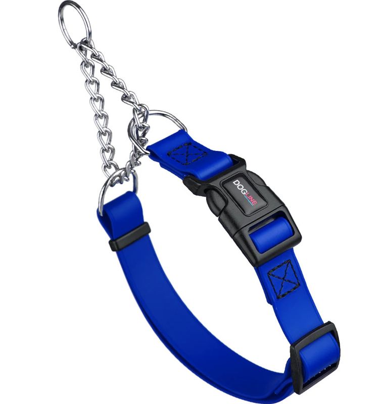 Dogline Biothane Adjustable Martingale Collar with Quick Release Buckle for Dogs, Royal Blue, 1-in x 20-26-in