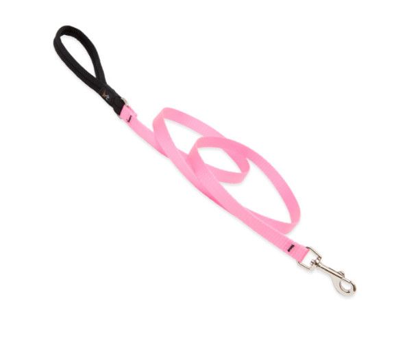 Lupine Pet Basic Solids Dog Leash, Pink, 1-in x 6-ft