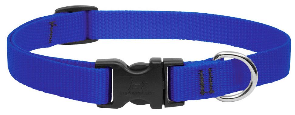 Lupine Pet Basic Solids Adjustable Dog Collar, Blue, 1/2-in x 6-9-in