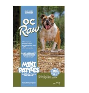 OC Raw Dog Lamb & Produce Sliders Raw Frozen Dog Food, 4-lb