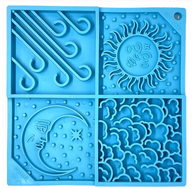 SodaPup eMat Sky Design Enrichment Lick Mat Dog Slow Feeder, Light Blue