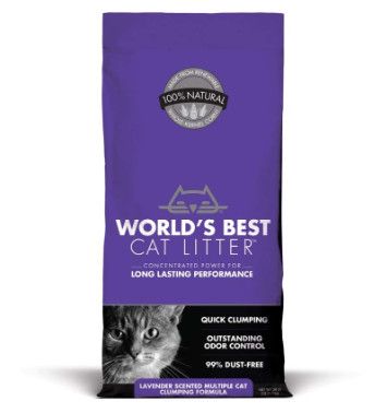 World's Best Multiple Cat Lavender Scented Clumping Cat Litter, 28-lb