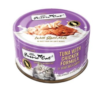 Fussie Cat Tuna with Chicken Formula in Goat Milk Gravy Wet Cat Food Can, 2.47-oz