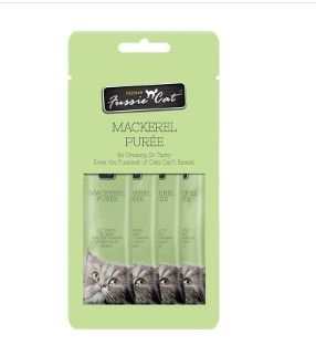 Fussie Cat Mackerel Puree Cat Treats, 4-count