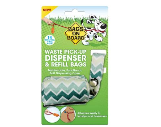 Bags on Board Fashion Dispenser, Green Chevron