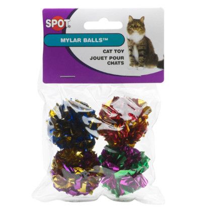 Ethical Pet Spot Mylar Balls Cat Toy, 4-pk