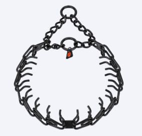 Herm Sprenger Ultra-Plus Stainless Dog Prong Training Collar, Black, 2.25-mmx12-in