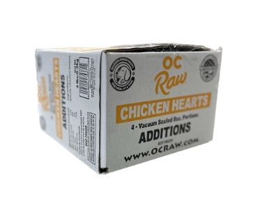 OC Raw Additions Whole Chicken Heart Frozen Dog Food, 2-lb