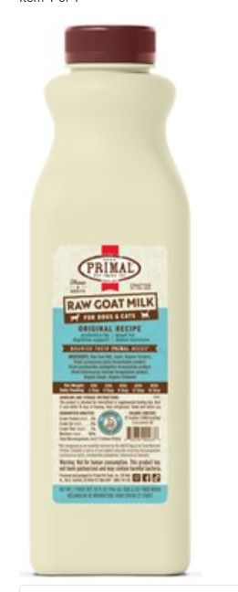 Primal Raw Frozen Goat Milk for Dogs & Cats, 32-oz