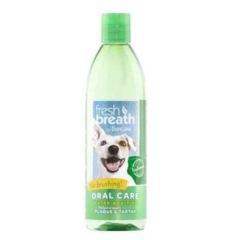 TropiClean Fresh Breath Dental Health Solution Water Additive for Dogs, 16-oz