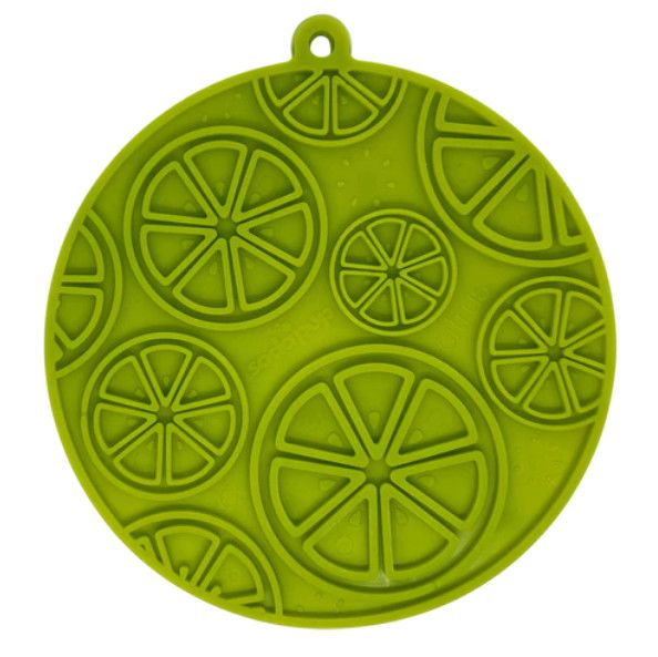 SodaPup eMat Citrus Design Enrichment Lick Mat with Suction Cups Dog Slow Feeder, Lime Green