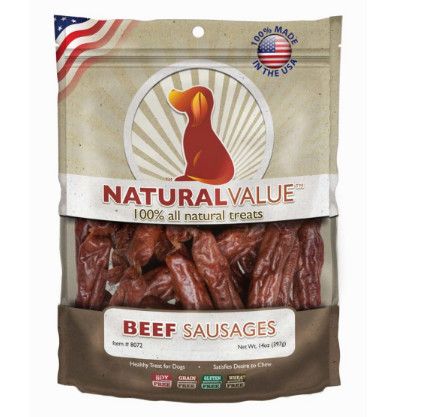 Loving Pets Natural Value Beef Sausage Recipe Dog Treats, 14-oz