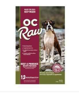 OC Raw Dog Beef & Produce Patties Raw Frozen Dog Food, 6-lb