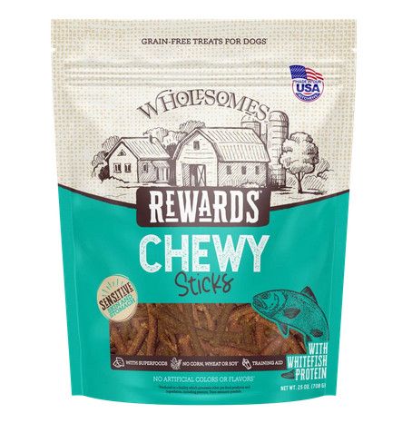 Wholesomes Rewards Whitefish Chewy Sticks Dog Treats, 25-oz