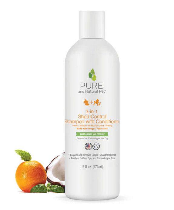 Pure and Natural Pet 3-in-1 Shed Control Dog Shampoo & Conditioner, 16-oz