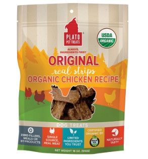 Plato Original Real Strips Organic Chicken Recipe Dog Treats, 18-oz
