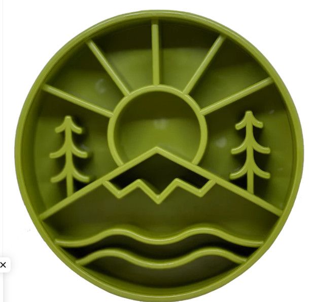 SodaPup eBowl Great Outdoors Design Enrichment Bowl Dog Slow Feeder, Green