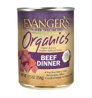 Evanger's Organics Beef Dinner Wet Dog Food Can, 12.5-oz