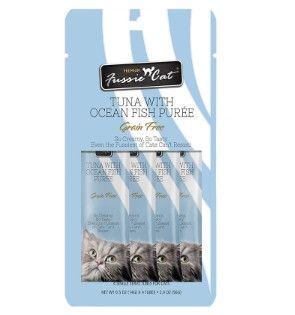 Fussie Cat Tuna with Ocean Fish Puree Cat Treats, 4-count