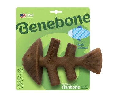 Benebone Fishbone Jack Salmon Flavor Dog Toy, Large