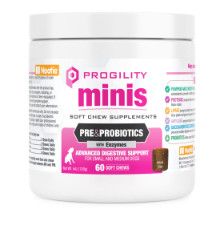 Nootie Progility Minis Pre & Probiotics Soft Chews Supplement for Small & Medium Dogs, 60-count