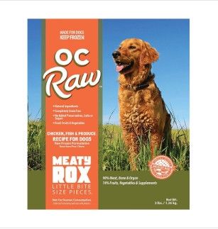 OC Raw Dog Chicken, Fish & Produce Meaty Rox Raw Frozen Dog Food, 3-lb