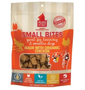 Plato Small Bites Organic Chicken Dog Treats, 2.5-oz