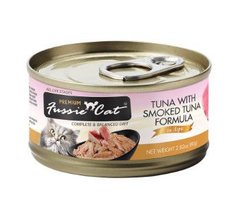 Fussie Cat Premium Tuna with Smoked Tuna in Aspic Grain-Free Wet Cat Food Can, 2.82-oz