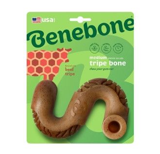 Benebone Tripe Bone Beef Tripe Flavor Dog Toy, Medium