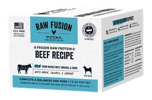 Vital Essentials Raw Fusion Beef Patties Frozen Dog Food, 4.7-lb